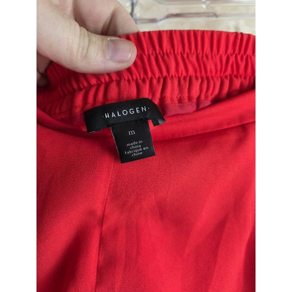 Nordstrom Halogen Red‎ Trousers Pants Pleated Waist Elastic Back.